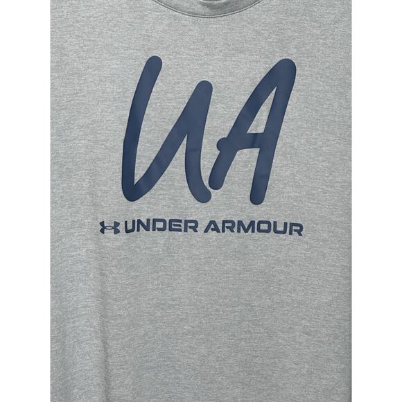 Under Armour Loose Heat Gear Women T-Shirt Size XL Gray With Blue - Picture 2 of 8